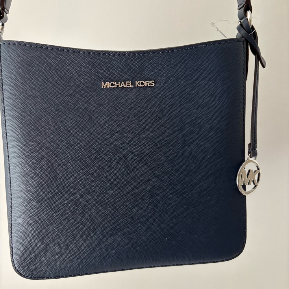 Michael Kors Dark Blue Crossbody with Silver Logo